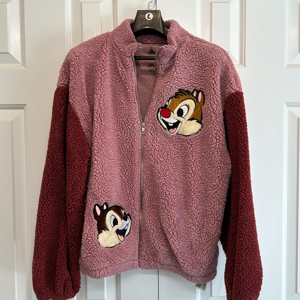 Disney chip n dale pink zip up fleece sweatshirt